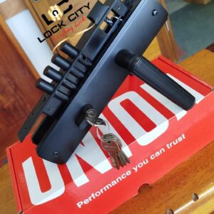 Union Matt Black steel door lock